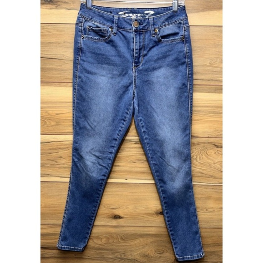 Seven7 Jeans Women's 6 Blue Denim Cotton Stretch High Rise Skinny Leg Zip‎ Fly